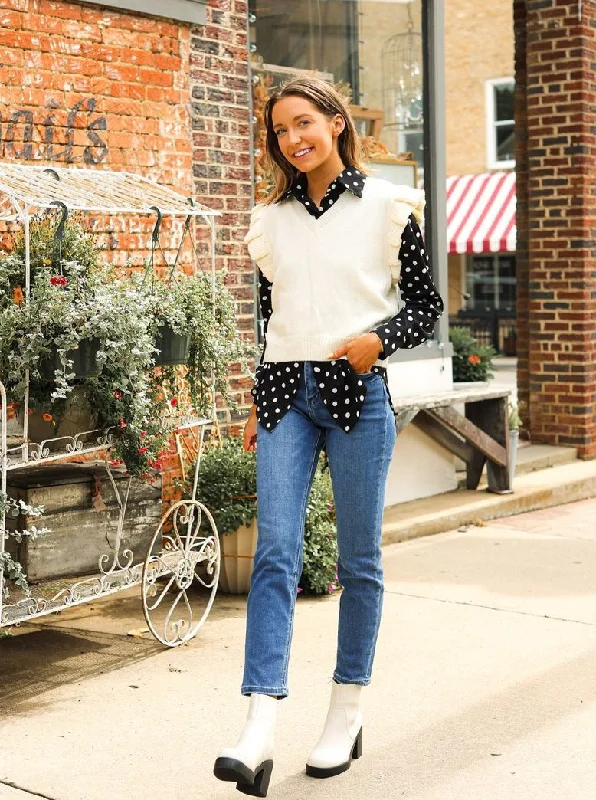 Ruffle Sleeve Sweater Vest Vacation