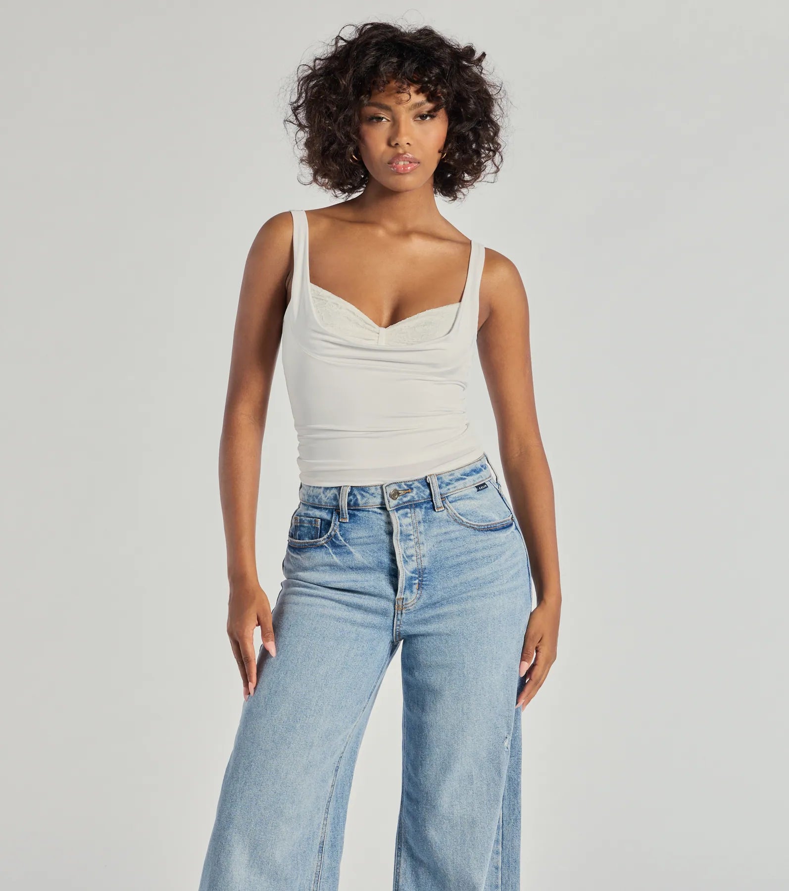 Glam Flair Sleeveless Cowl Neck Top Dynamic Women's High - energy