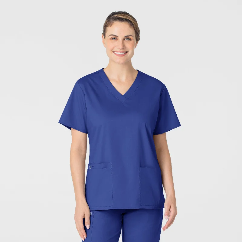 WonderWORK Women's V-Neck Scrub Top - Galaxy Blue Sharp Women's Italian