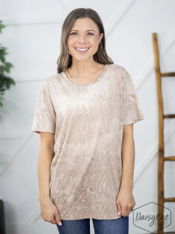 Can't Tye Me Down Short Sleeves Tie Dye Shirt, Beige Country