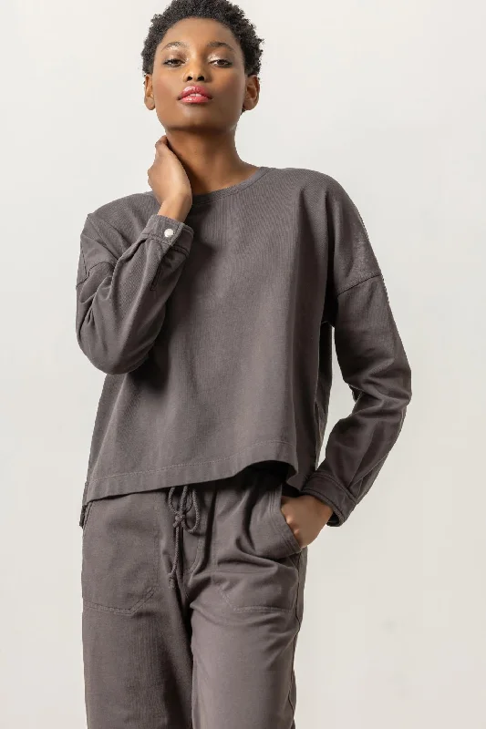 Easy Hi-Low Sweatshirt Laid - back Women's Style