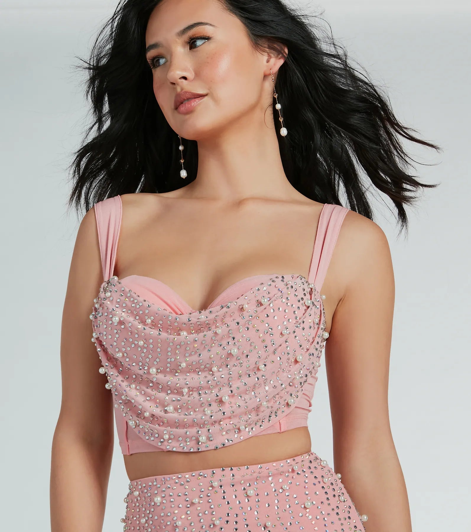 Iconic Glamour Rhinestone And Pearl Bustier Top Classic Women's Pin - striped