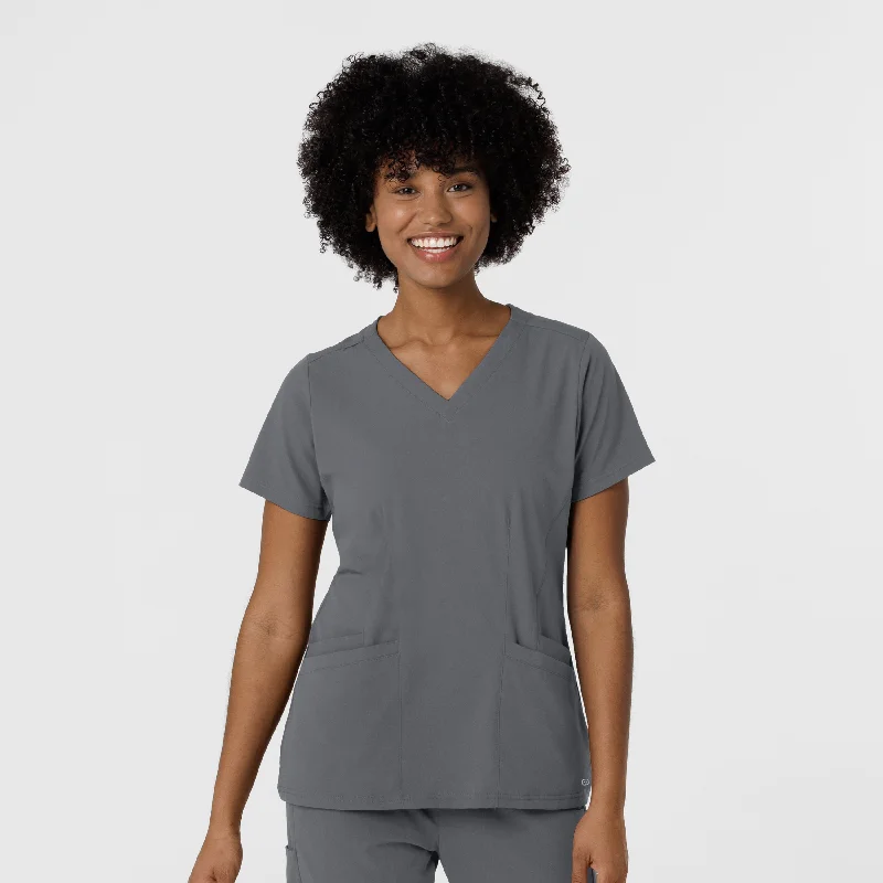 Aero Remix Women's Flex-N-Reach V-Neck Scrub Top - Pewter Preppy Women's College