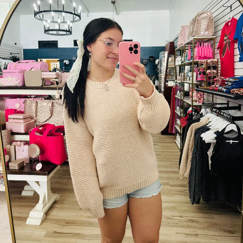 Chunky Blush Knit Sweater Youthful Women's Pop