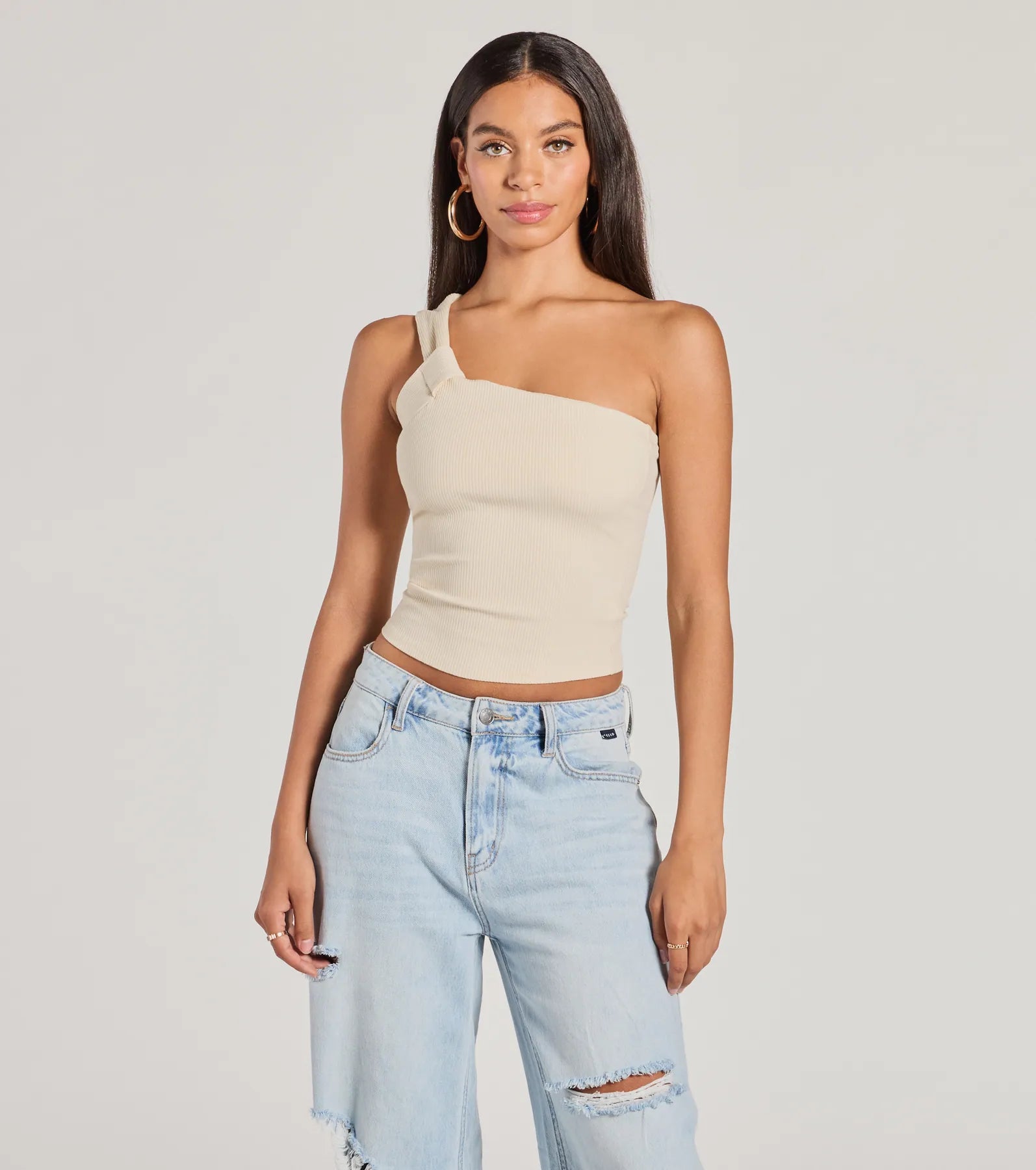Cutely Charming One-Shoulder Crop Top Sophisticated Women's 