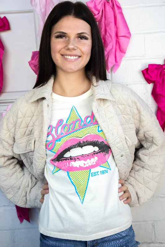 Blondie Est 1974 Solo Tee, Stone Vintage | Daydreamer Relaxed Women's Beachy