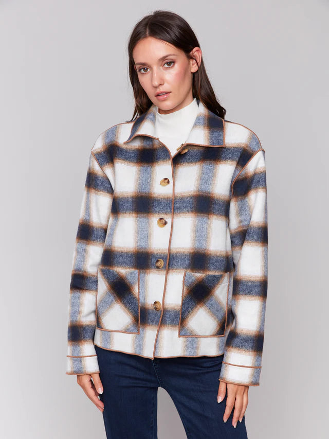 C.B C6185X Reversible Plaid Jacket Classic Women's Pin - striped