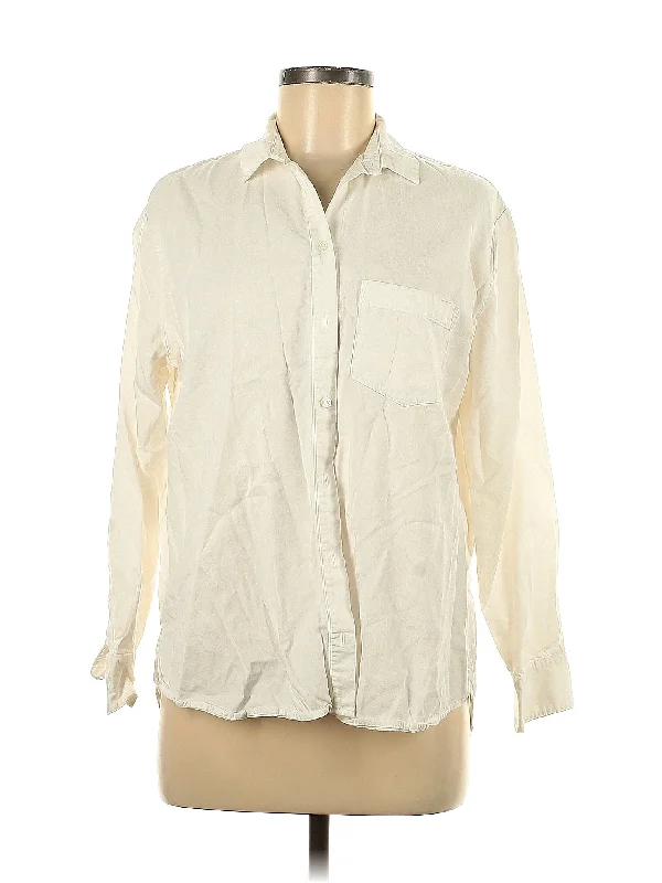 Long Sleeve Button-Down Shirt Monochromatic Office Style