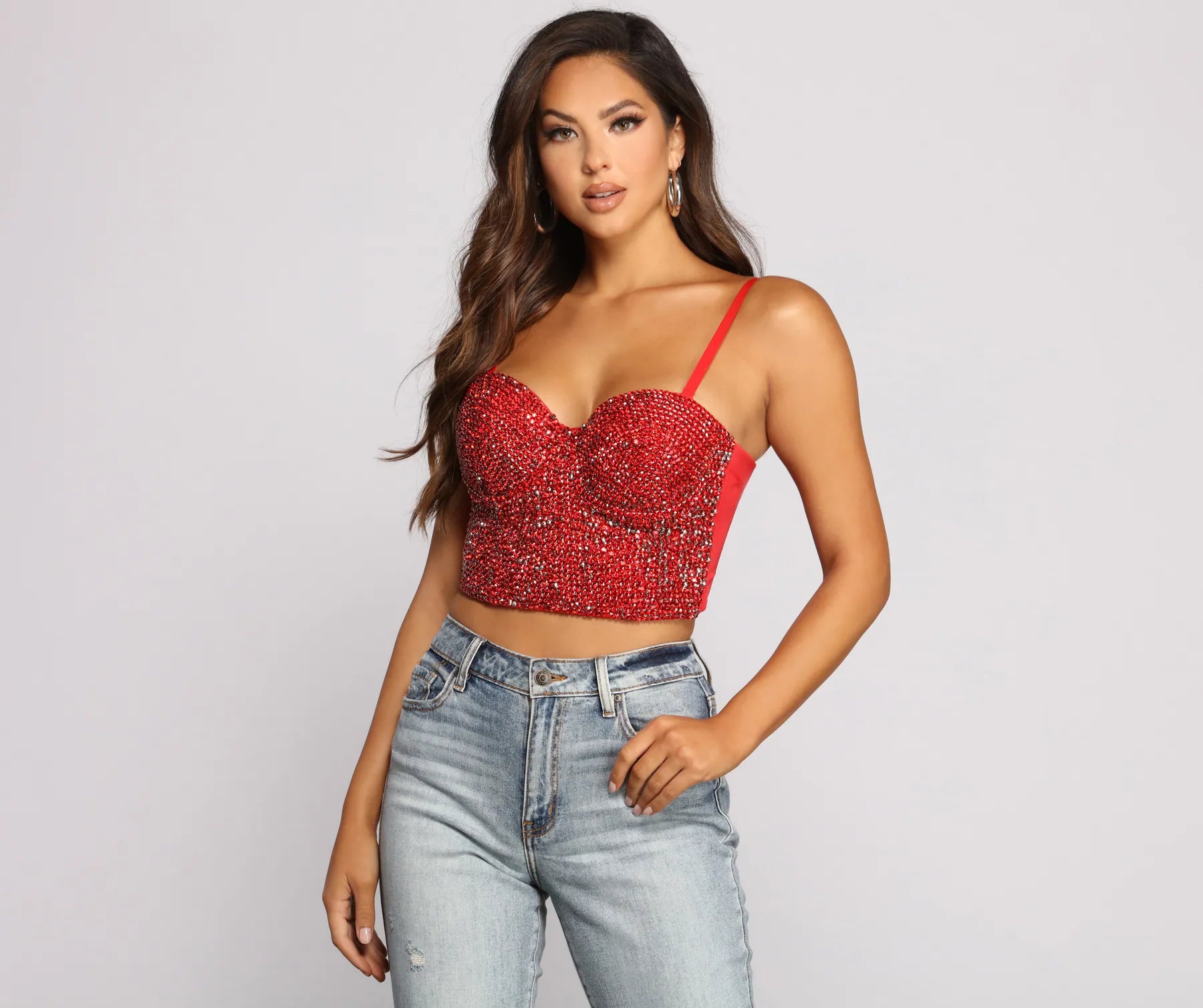 Daring Rhinestone Diva Cropped Bustier Practical Women's Multi - 