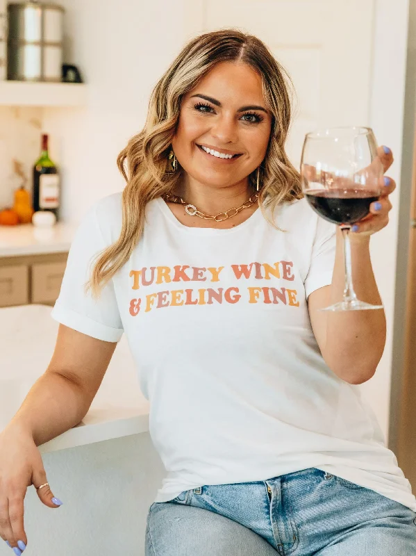 Turkey Wine and Feeling Fine on Vanilla Bean-White Cuff Tee Scandinavian