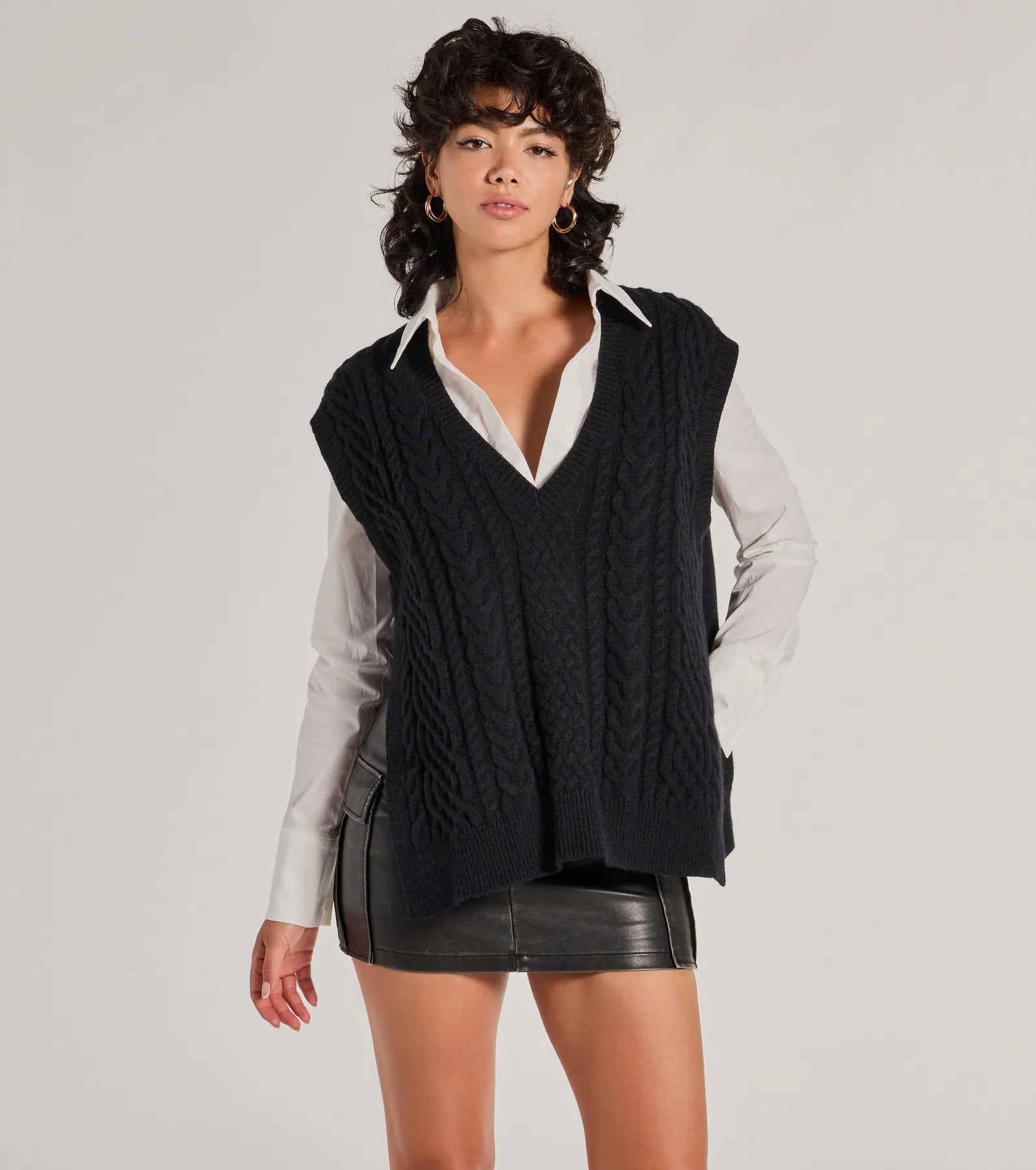 Chic Girl Vibe Cable Knit Vest French
