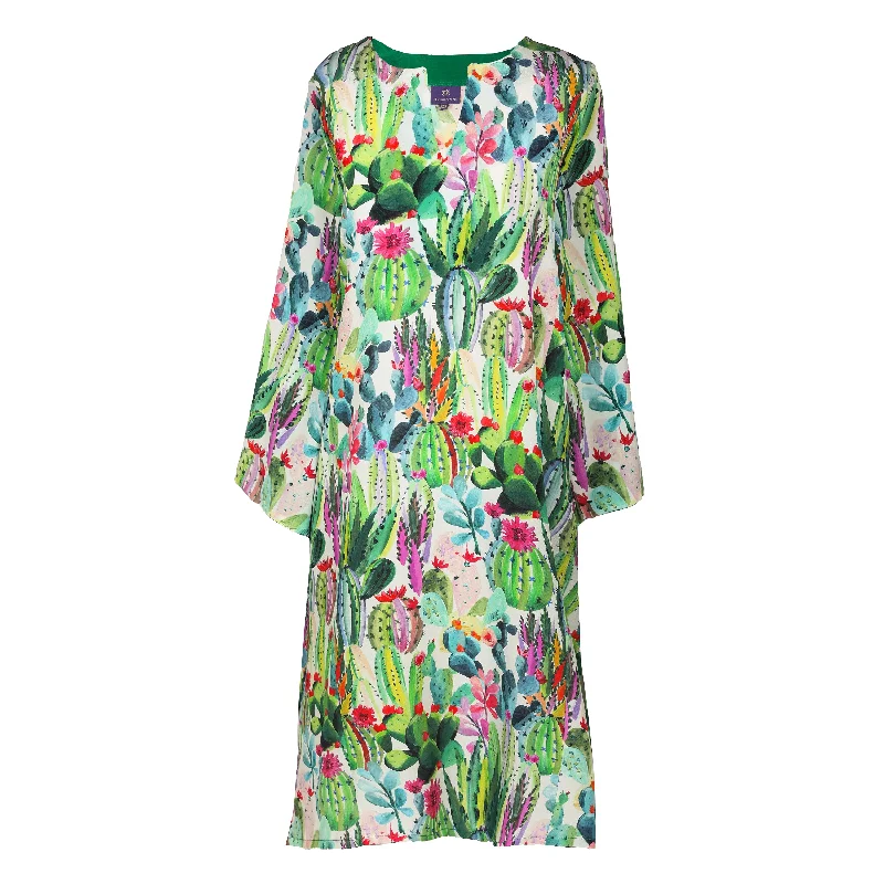 Primavera Cactus Italian Silk Midi Tunic Cozy Women's Winter