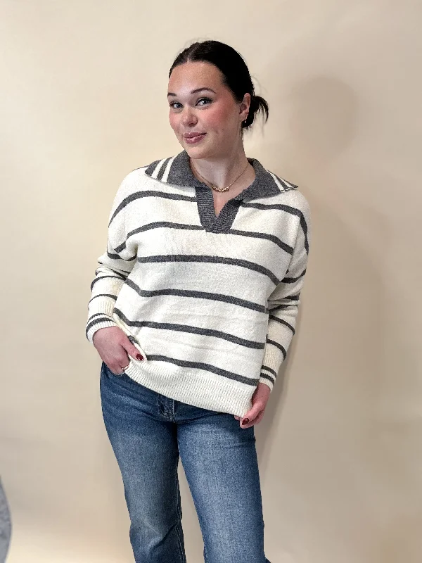 Stripe Collared Sweater Modern Women's Tech