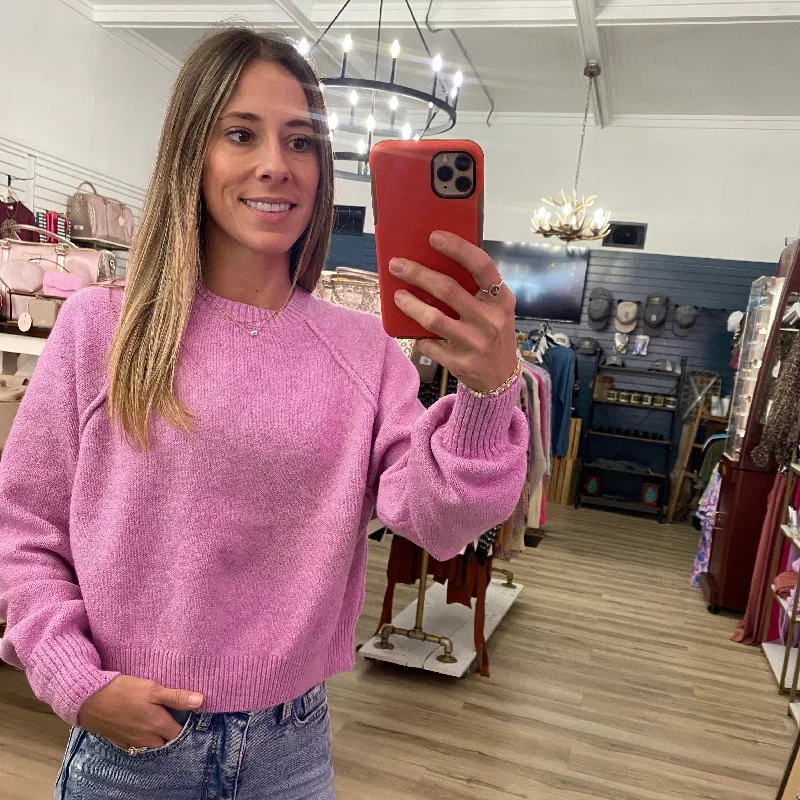 Semi Cropped Sweatshirt In Mauve Sleek Women's Metallic