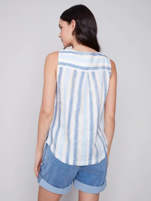 C.B 4425X Sleeveless Linen Top Vacation