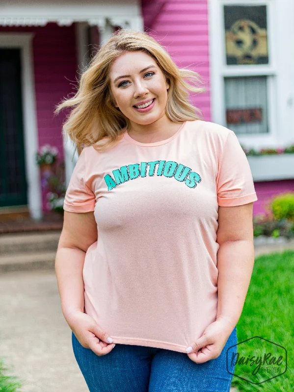 Ambitious on Peach Sherbert-Peach Cuff Tee Cozy Women's Sherpa - lined