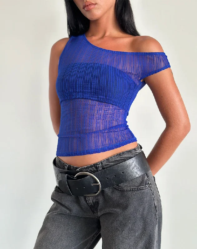 Sohan Top in Sheer Texture Blue Relaxed Women's 