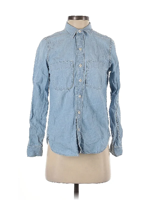 Long Sleeve Button-Down Shirt Laid - back Women's Style