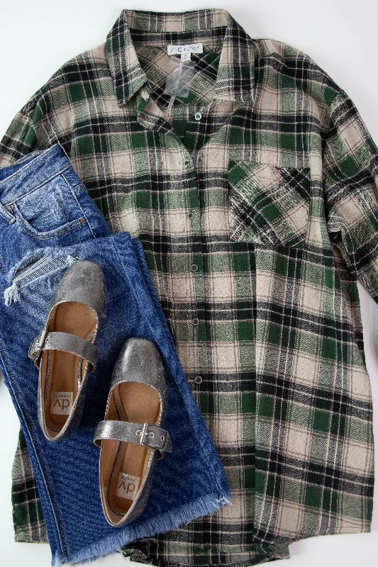 Karsyn Plaid Shirt, Green Traditional Women's Wool