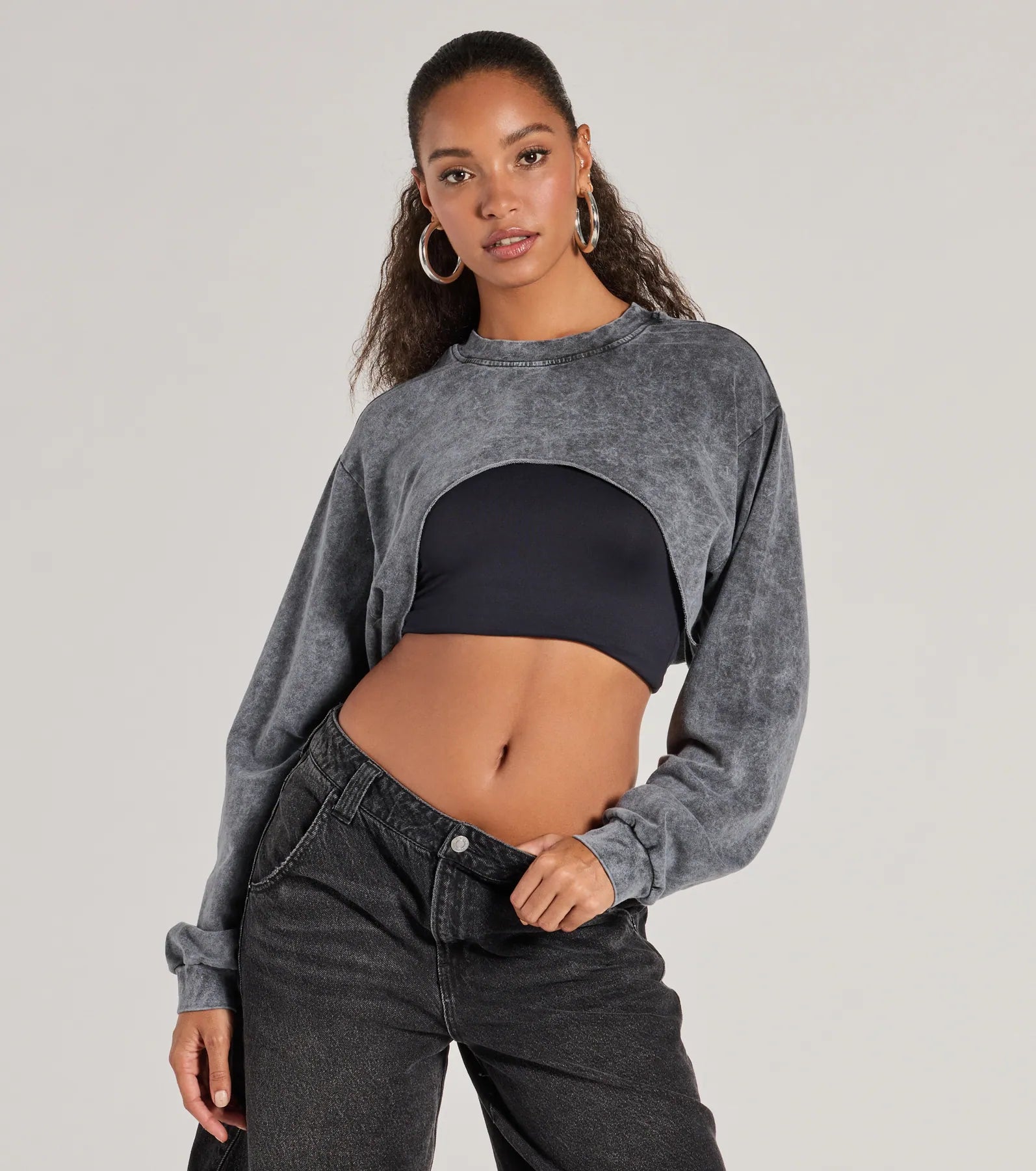 Comfy Cozy Washed Knit Pull-Over Topper Feminine Women's Style 