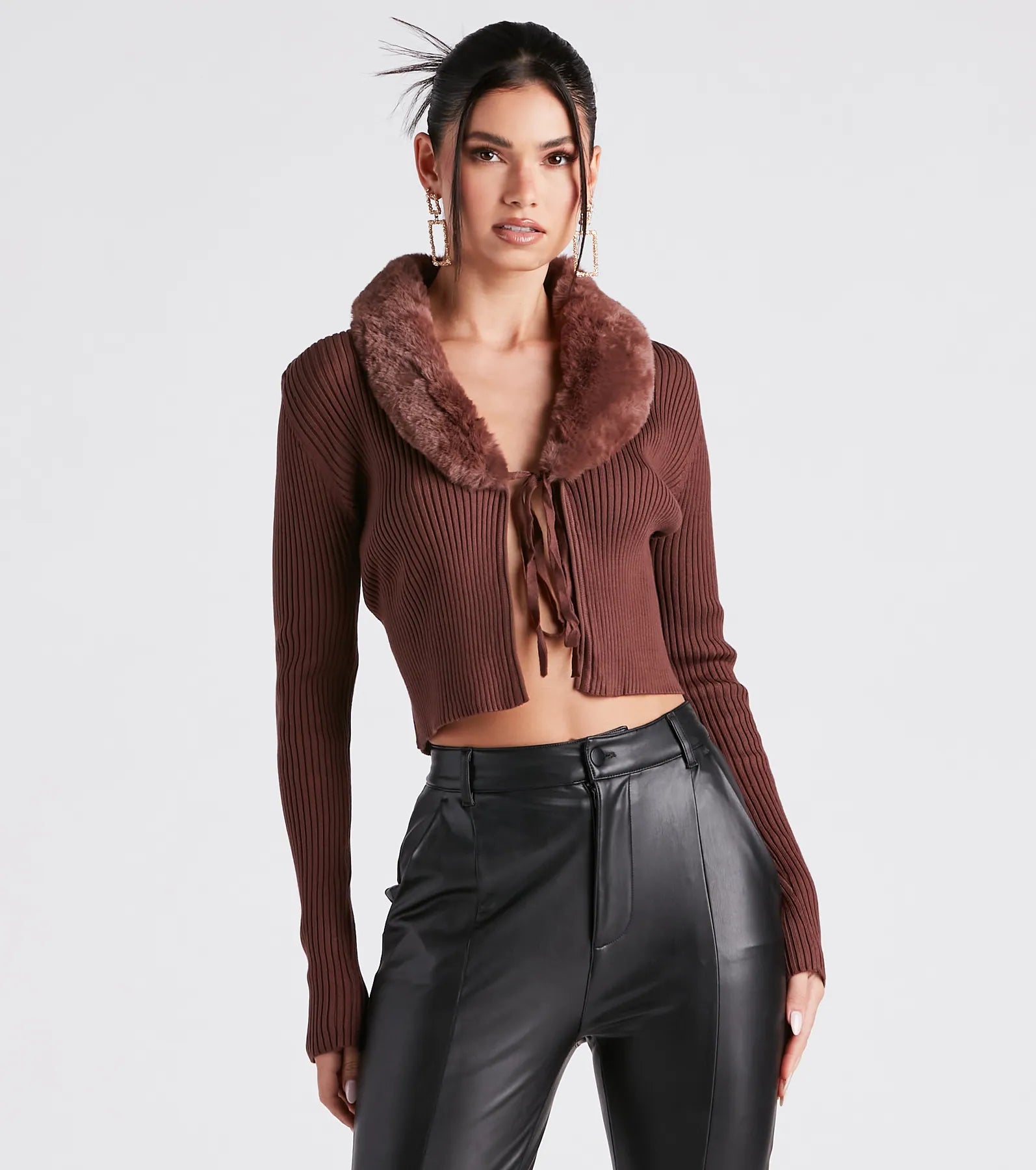 Fur Real Slay Knit Crop Cardigan Classic Women's Tweed