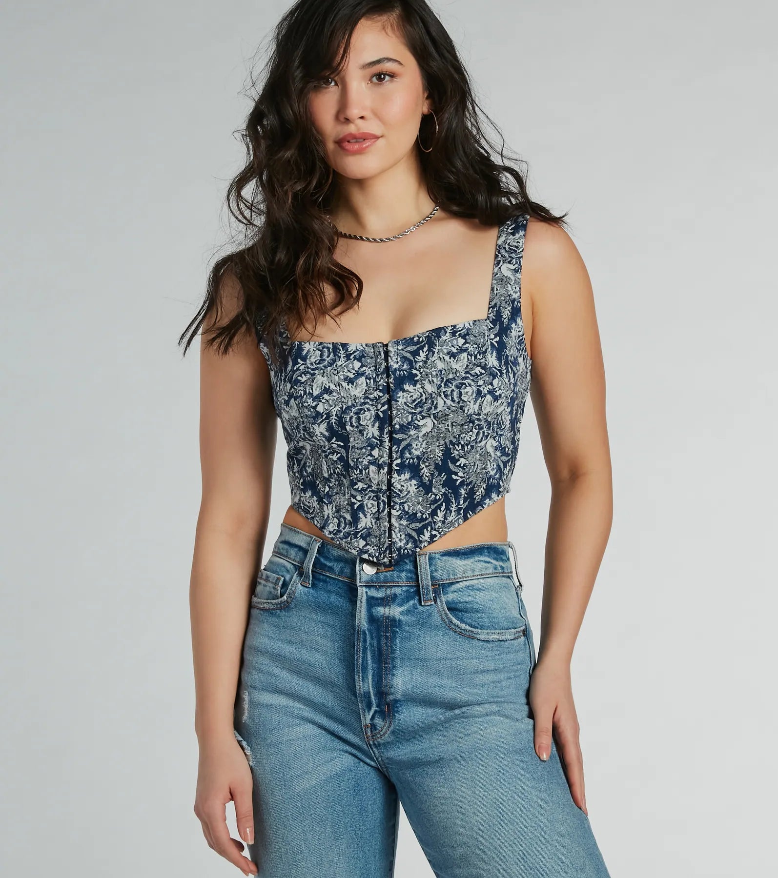 Delight And Allure Sleeveless Tapestry Corset Top Refined Women's 