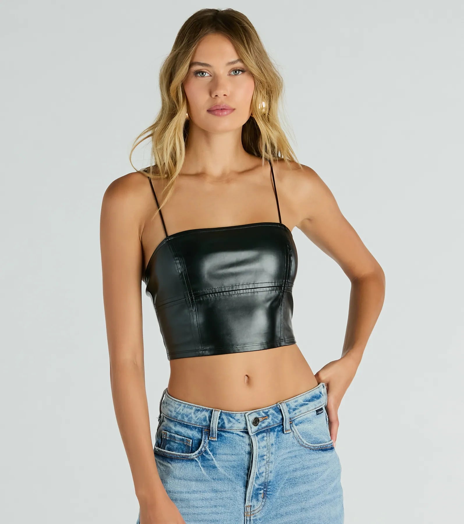 Hot And Dangerous Faux Leather Crop Top Feminine Women's Soft 