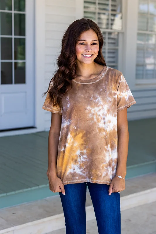 Feel the Groove Brown Tie Dye Top purpose