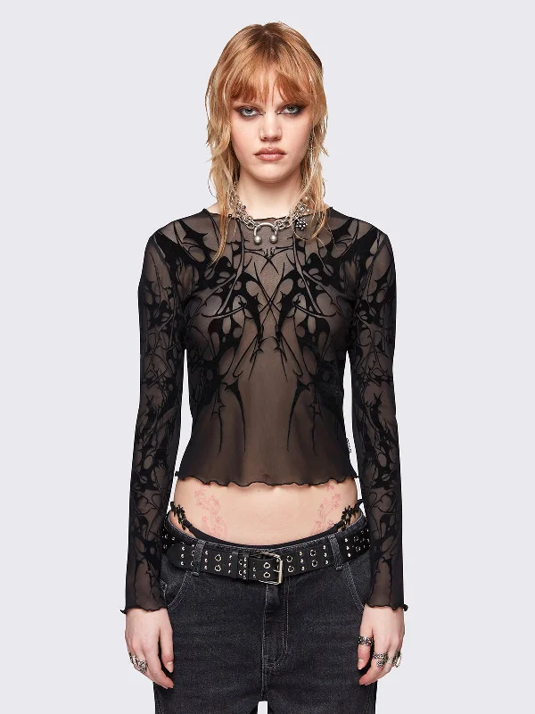Cryptic Mesh Top Preppy Women's College