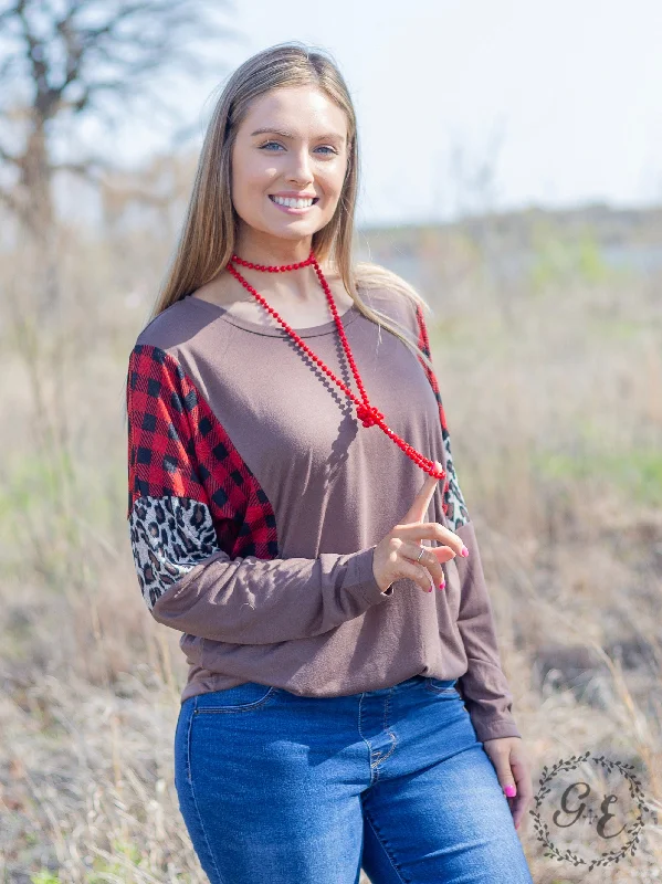 Not Over It Long Batwing Sleeve with Round Neck Classic Women's Pin - striped