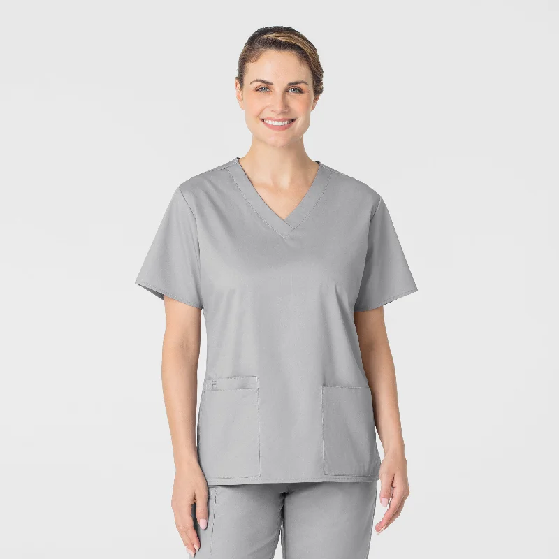 WonderWORK Women's V-Neck Scrub Top - Grey Stylish Women's Tropical 
