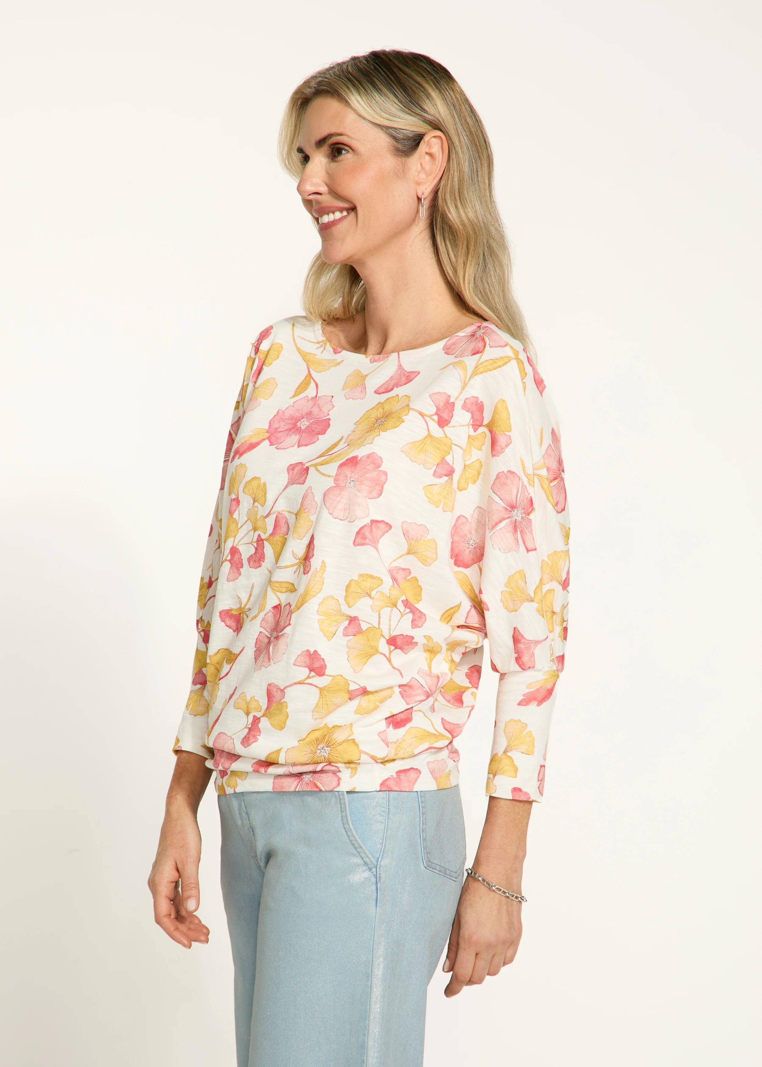 FDJ 3099476 Printed Batwing Top Practical Women's Quick - dry
