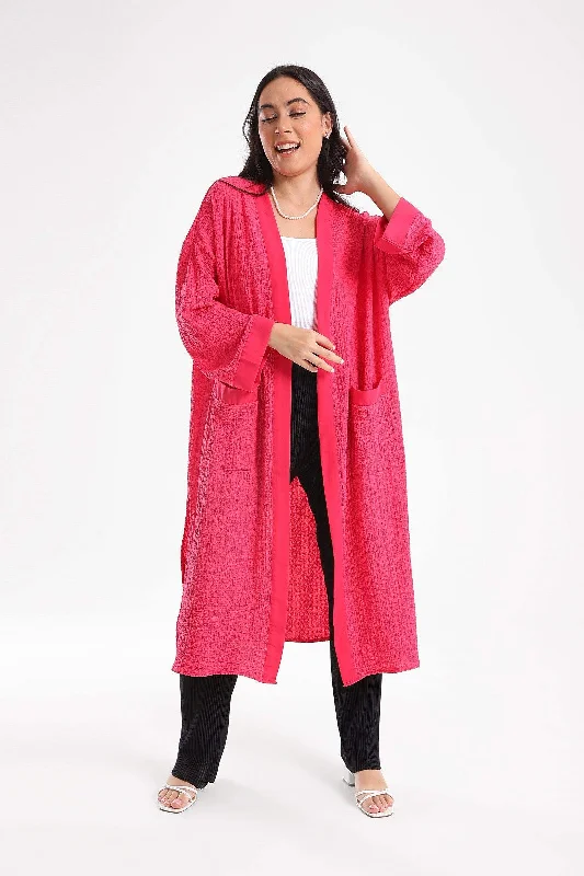 Self Pattern Open Front Kimono Elegant Women's 