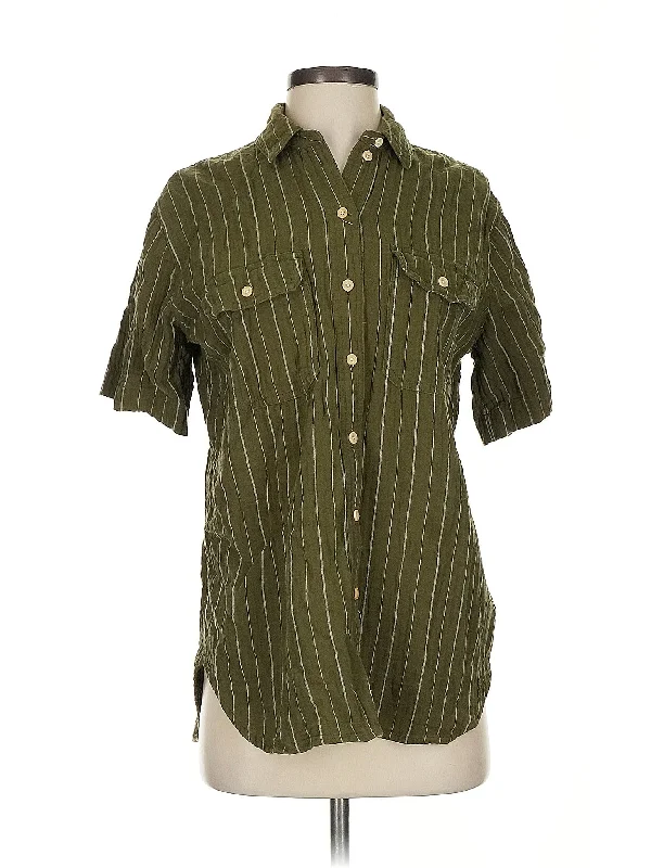 Short Sleeve Button-Down Shirt Elegant Women's Formal 