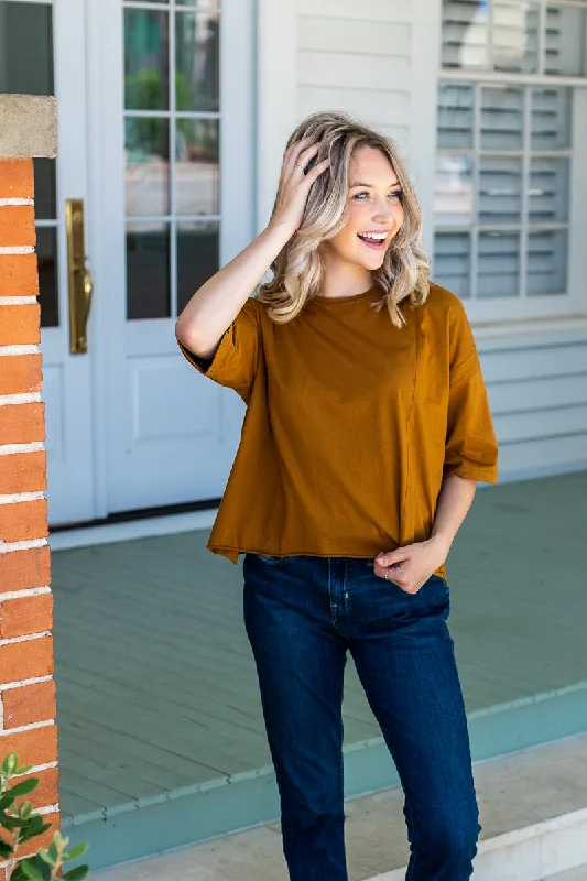 Perfect Company Boxy Crop in Tan European