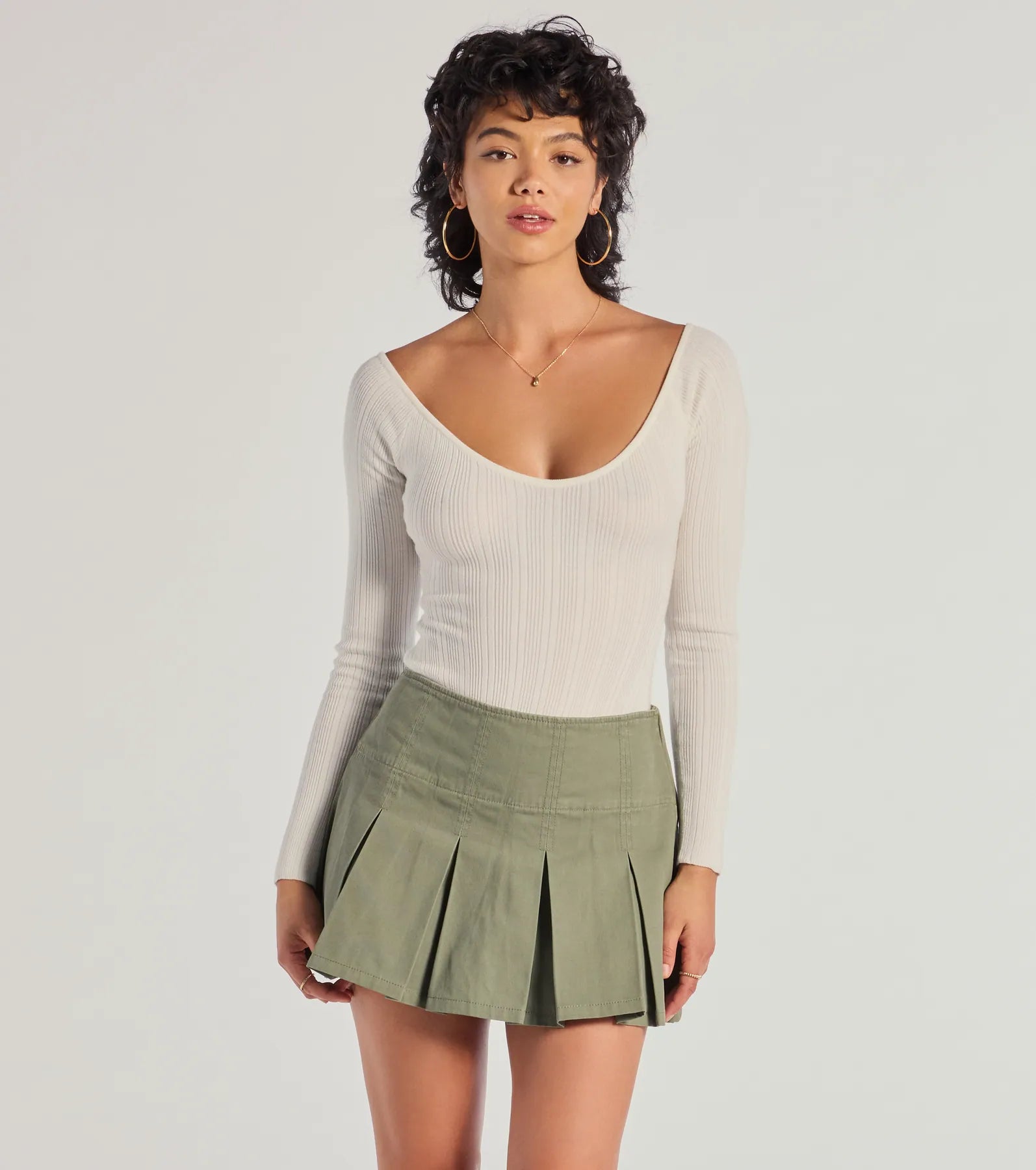 Elevated Essential Ribbed Knit Long Sleeve Bodysuit Refined Women's Classic 