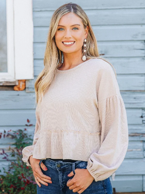Tiers to My Heart Top in Beige Artistic Women's Hand - painted