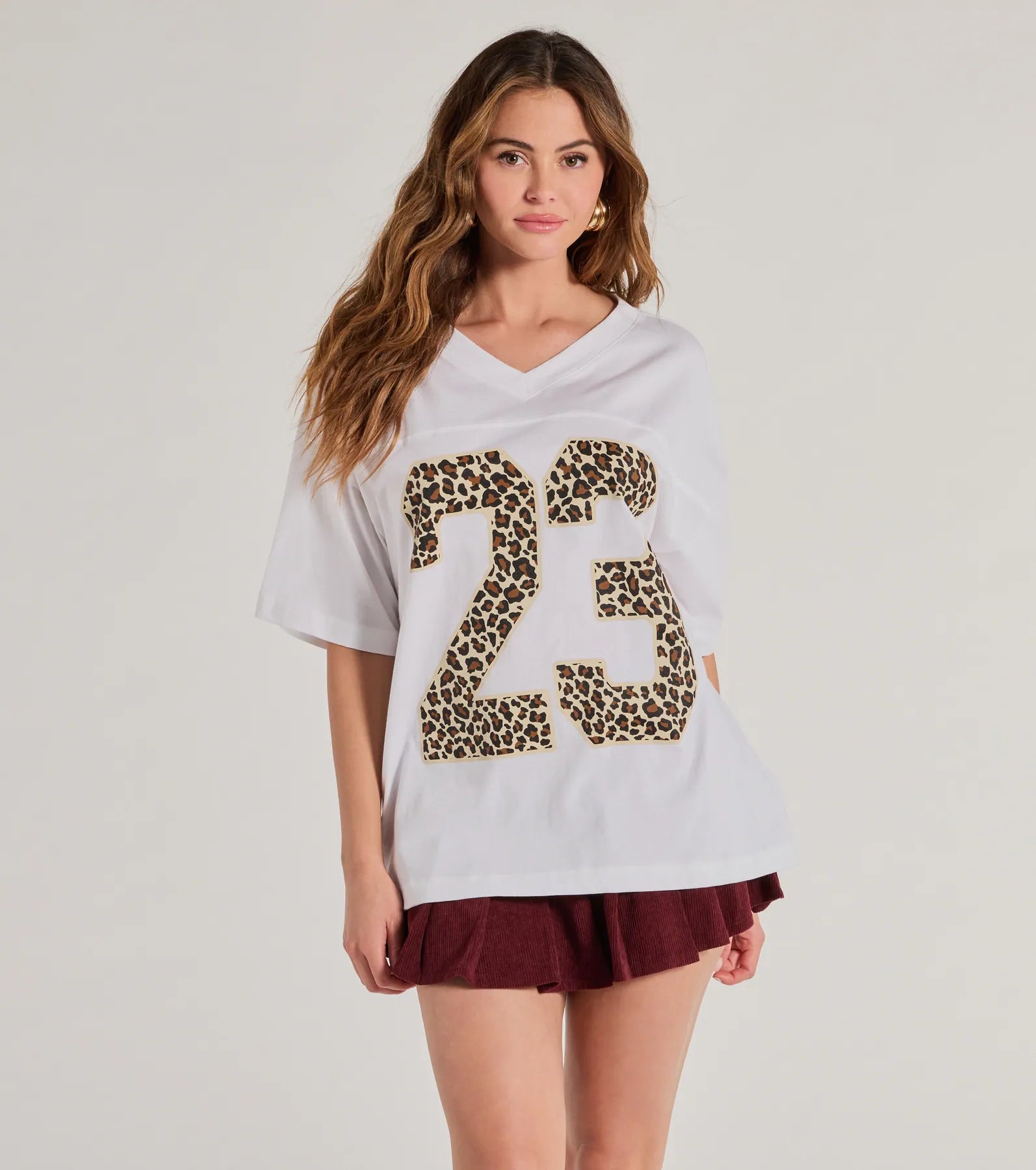 23 Leopard Print Oversized Graphic Tee Scandinavian