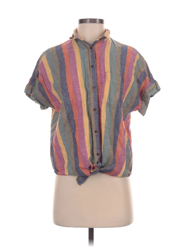 Short Sleeve Blouse Sleek Women's Metallic