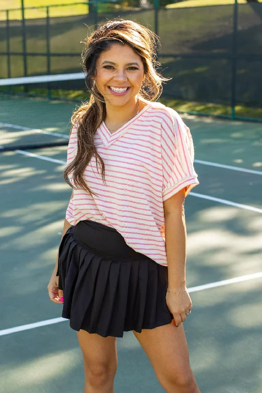 The Lucy Stripe Top, Pink Confident Women's High - fashion