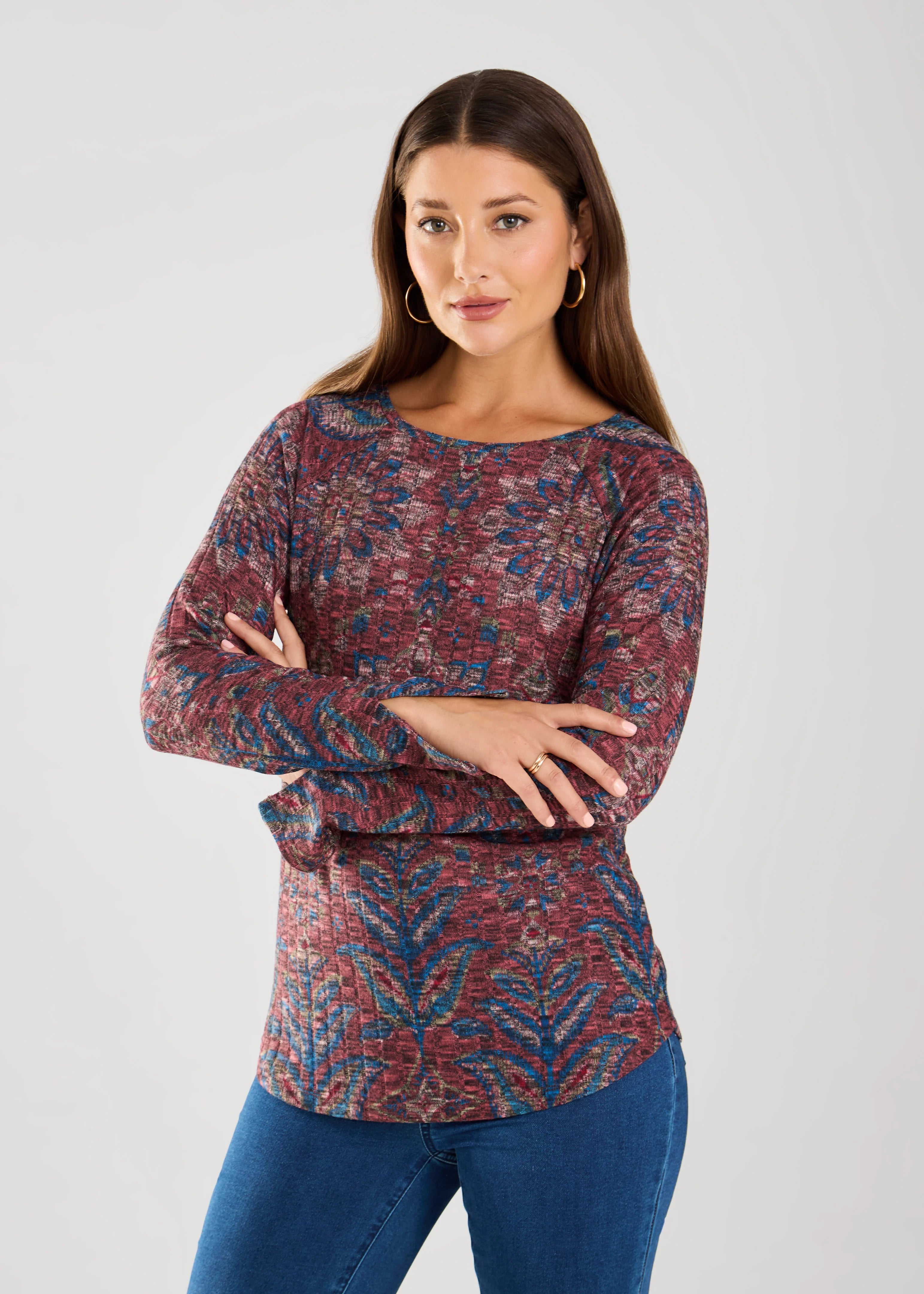 FDJ 3702508 Long-Sleeve Rib Top Athletic Women's 