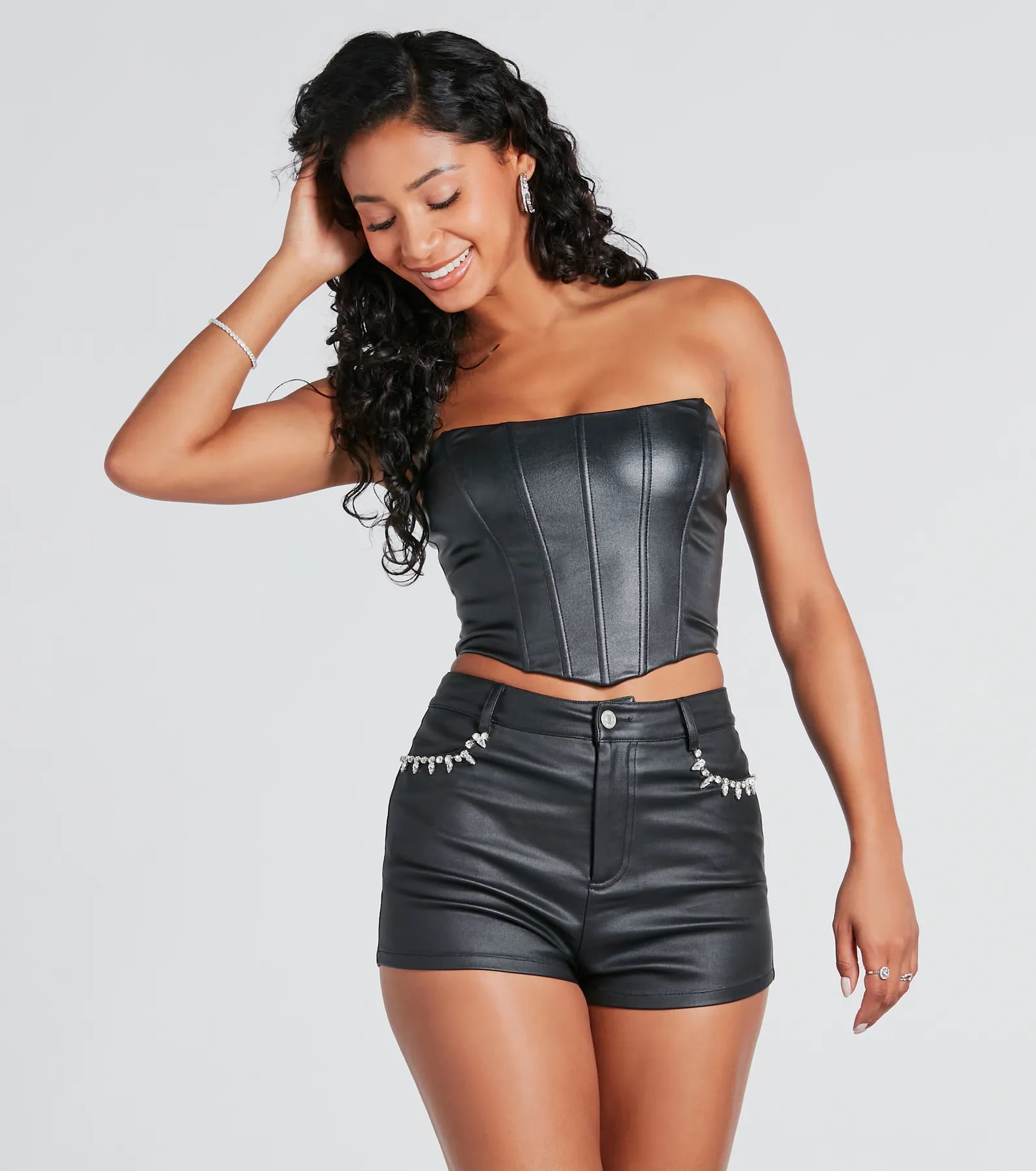 Popular Demand Faux Leather Corset Top Country