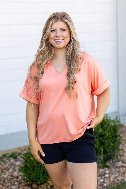 The Cara Top, Light Coral Vintage Women's 1970S 