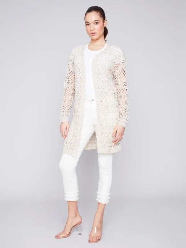 C.B 2642 Long Crochet Cardigan Bold Women's Statement