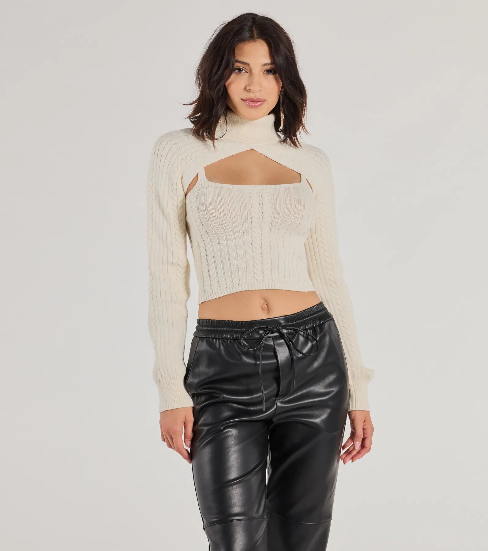Cozy Casual Cable Knit Cropped Tank Top Artistic Women's Avant - 