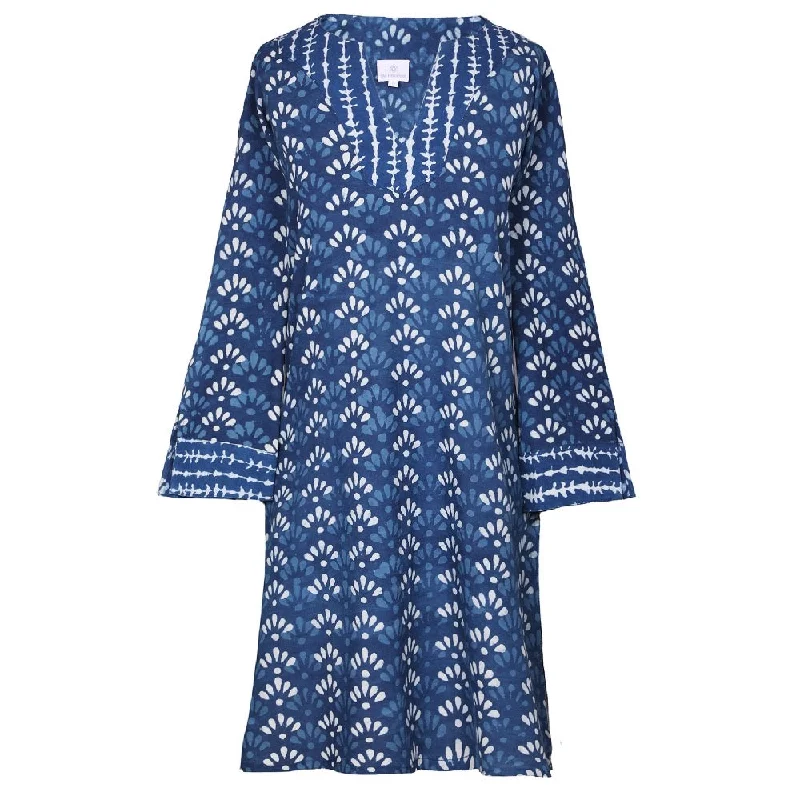 Mary Natural Indigo Dyed Block Printed Tunic Stylish Women's Tropical 
