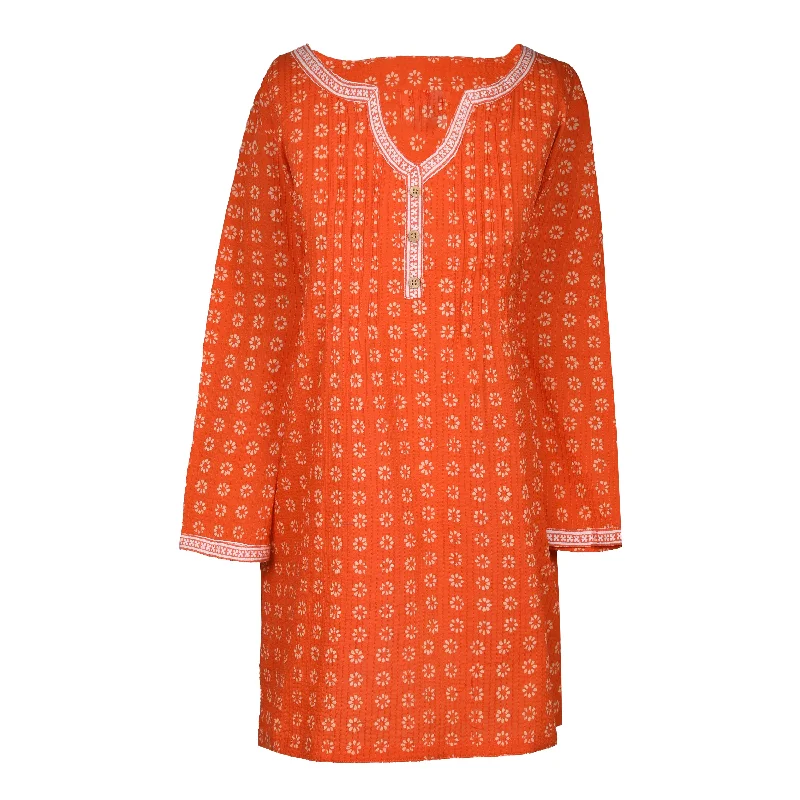 Manisha Mandarine Orange Cotton Tunic Luxurious Women's High -  end