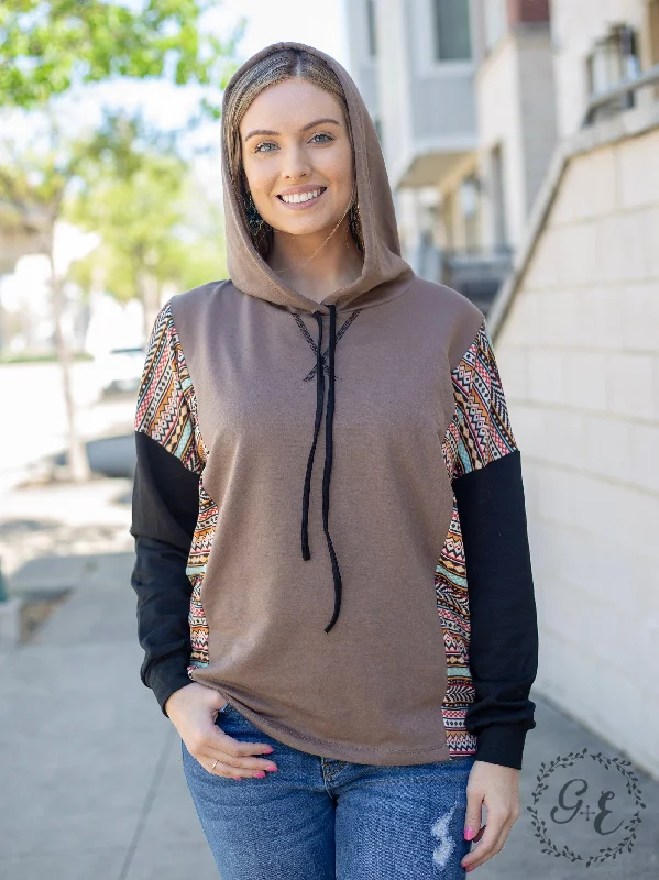 The Chill Ones Pullover Hoodie with Drop Sleeve, Brown Confident Women's High - fashion