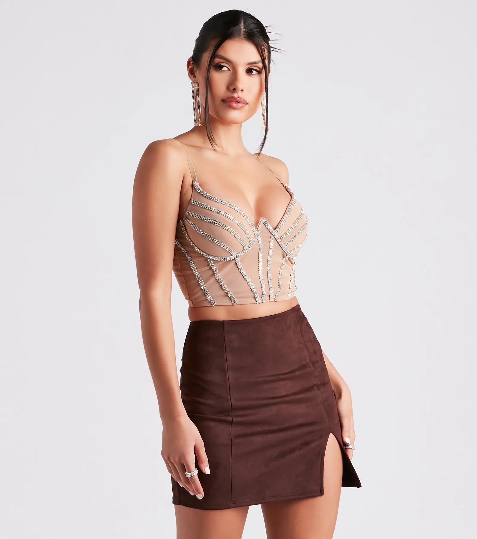 Chic Bling Rhinestone Corset Top Sophisticated Women's 
