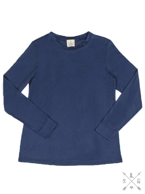 Blank Daisy Rae Long Sleeve Tee, Sapphire Classic Women's Tweed